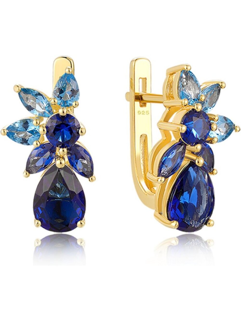 Elegant 925 Sterling Silver Dangle Earrings with Colorful Glass Drops for Women
